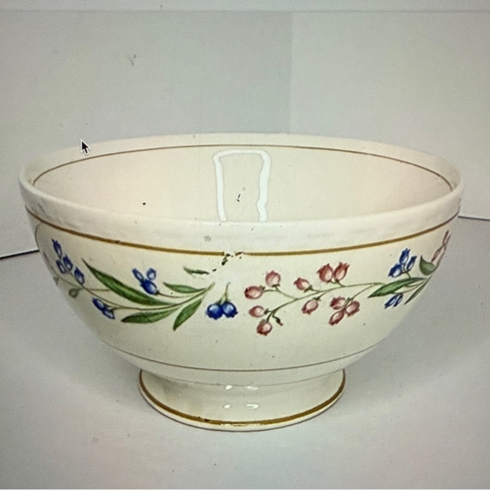 Vintage Homer Laughlin Pedestal Bowl 1940 Eggshell Georgian Pink Blue Coral Bell